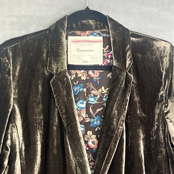 Velvet Blazer in Dark Brown - Picture 3 of 13